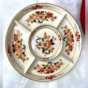 Vintage Takito Company TT Japan, Hand Painted Porcelain Appetizer Tray 10”